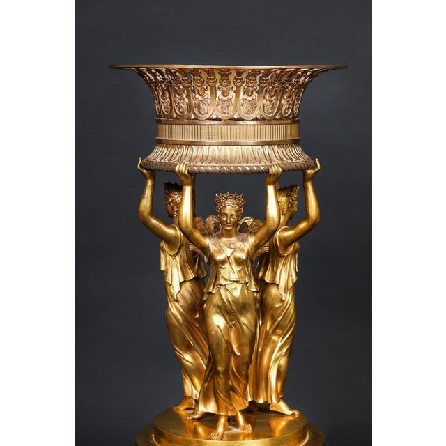 Early 19th Century Antique Gilded Bronze Centerpiece Empire, France, 1825 For Sale - Image 5 of 18
