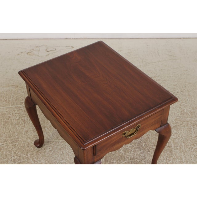 Brown Pair of Henkel Harris Cherry 1 Drawer End Tables For Sale - Image 8 of 16