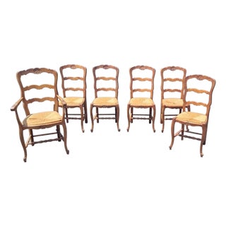 6 Country French Shell Carced Dining Chairs For Sale