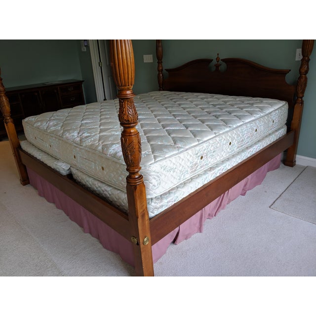 Queen Anne Mahogany Rice Carved Four Poster KingSize Bed Chairish