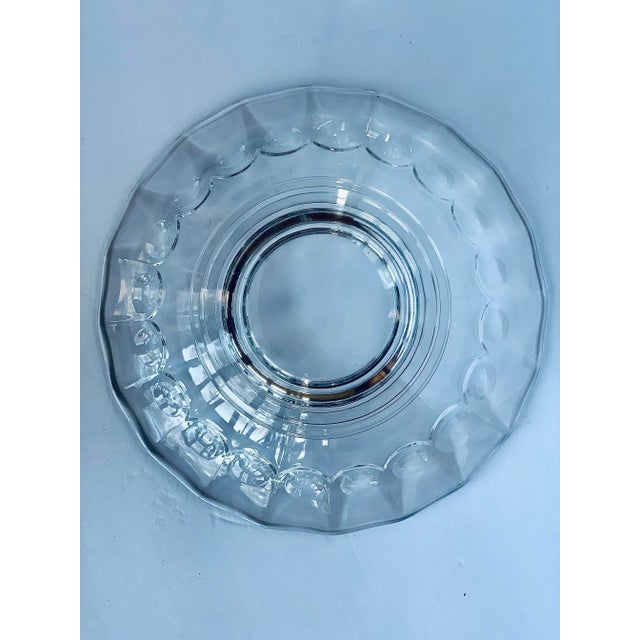 Vintage Heisey Thumbprint & Panel Clear Flared Pressed Glass Footed Bowl For Sale - Image 11 of 12