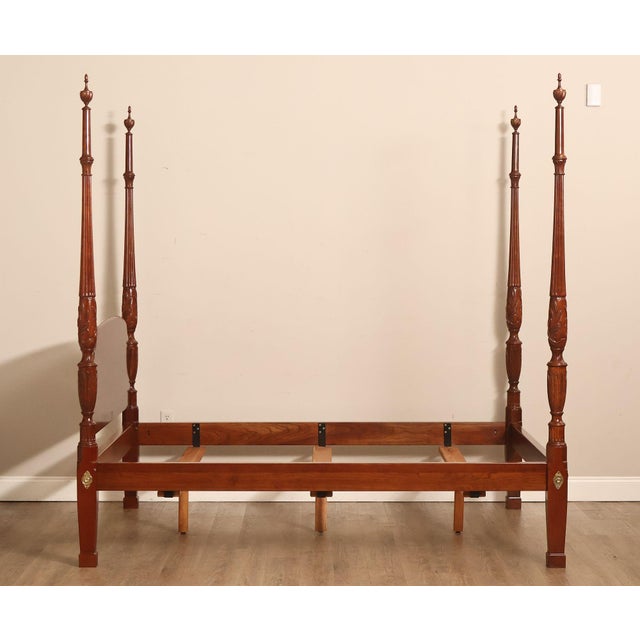 Stickley Queen Size Cherry Rice Carved Poster Bed For Sale - Image 15 of 18