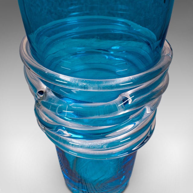 Blue Vintage Murano Display Vase, Italian, Art Glass, Flower Sleeve, Decorative Pot For Sale - Image 8 of 10