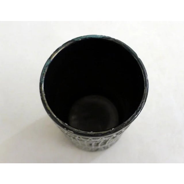 1960s Small Mid-Century Modern Scroll Vase with Incised Geometric Decoration, 1950s For Sale - Image 5 of 14
