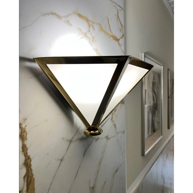 Gold Opaline Glass Brass Sconce from Glashütte Limburg For Sale - Image 8 of 10