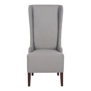 20''H Linen Dining Chair in Arctic Grey & Cherry Mahogany For Sale