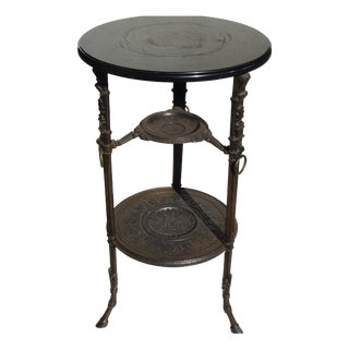 Antique Cast Iron Side Table with Black Marble Top by E.G. Zimmermann, Hanau, 1890s For Sale