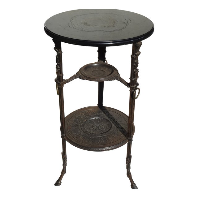 Antique Cast Iron Side Table with Black Marble Top by E.G. Zimmermann, Hanau, 1890s For Sale