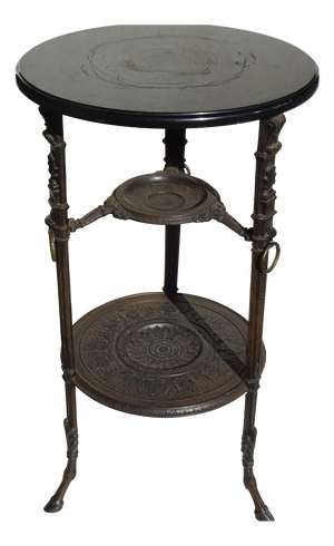 Antique Cast Iron Side Table with Black Marble Top by E.G. Zimmermann, Hanau, 1890s