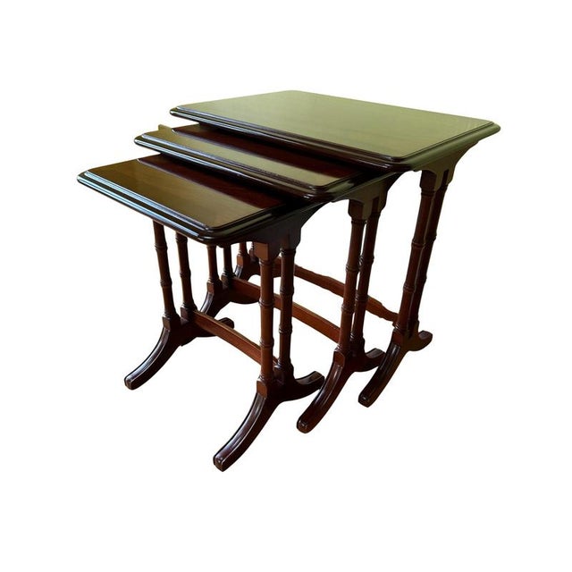 Mahogany Cross-Branded Nesting Tables, 1890s, Set of 3 For Sale - Image 5 of 5