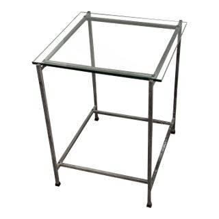 Contemporary Glass Top Side Table For Sale