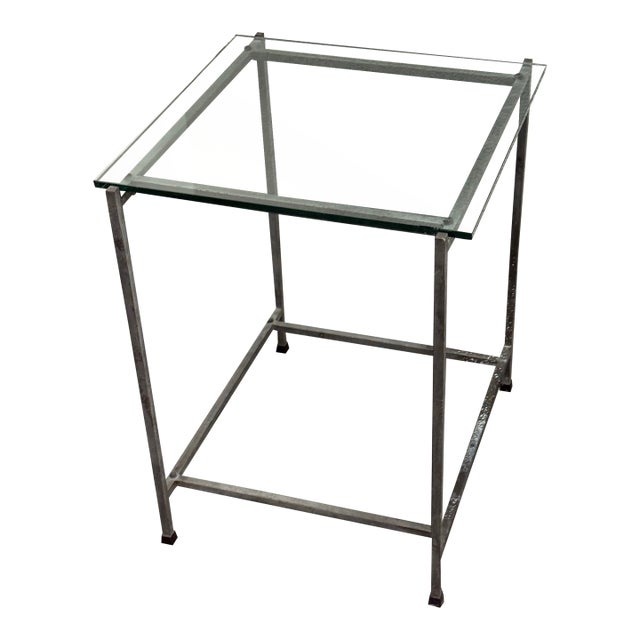 Contemporary Glass Top Side Table For Sale