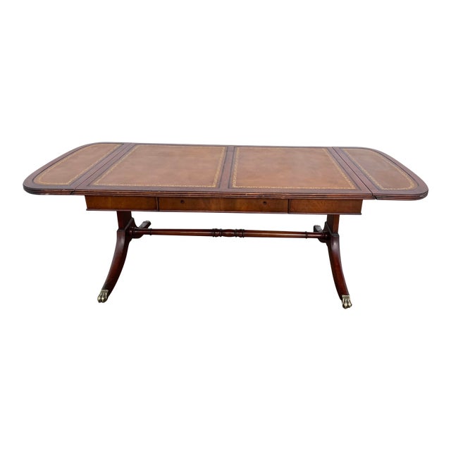 1940’s Regency Style Leather Drop Leaf Coffee Table Chairish