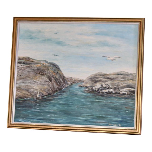 E Alveskog, Swedish Seascape, 1960s, Oil on Panel For Sale - Image 9 of 9
