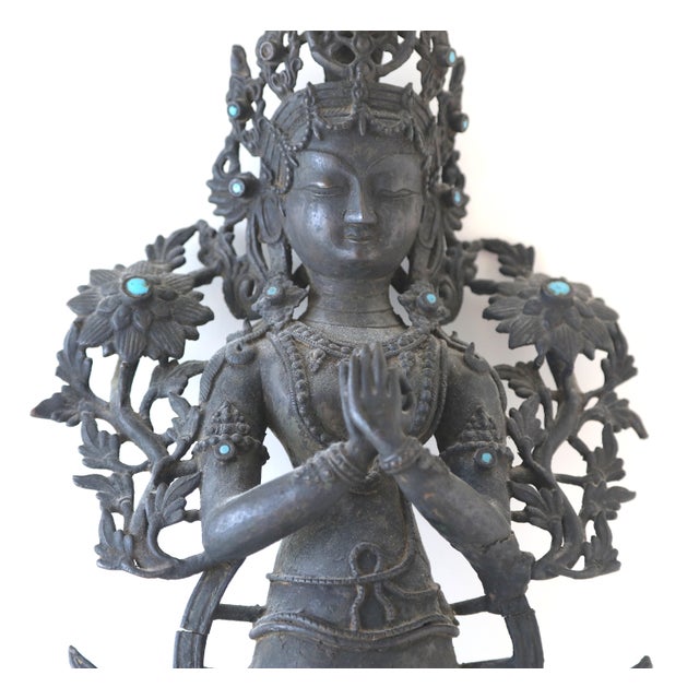 Antique 19th Century Bronze Tibetan Bodhisattva Signed For Sale In West Palm - Image 6 of 15