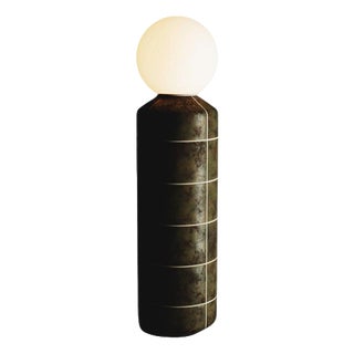 Navazi Medium Floor Lamp in Scorched Coal Ceramic and Frosted Glass by Svitanok For Sale