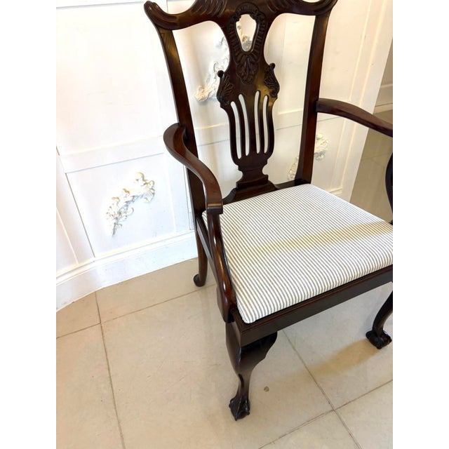 Antique Mid 19th Century Irish Carved Mahogany Dining Chairs with Carvers and Ball & Claw Feet, 1850s, Set of 10 For Sale - Image 16 of 18