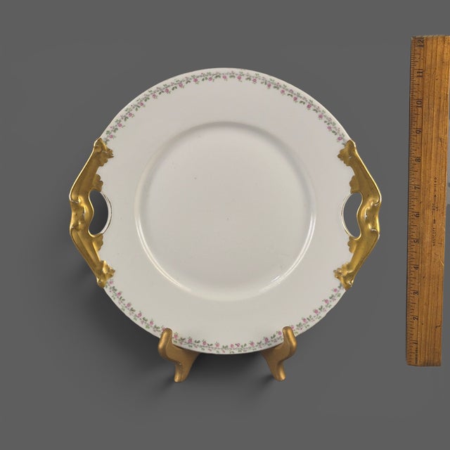 Ceramic Elegant Vintage Limoges L. Bernardaud Gilded Handles Floral Border D & C France Platter #1 For Sale - Image 7 of 11