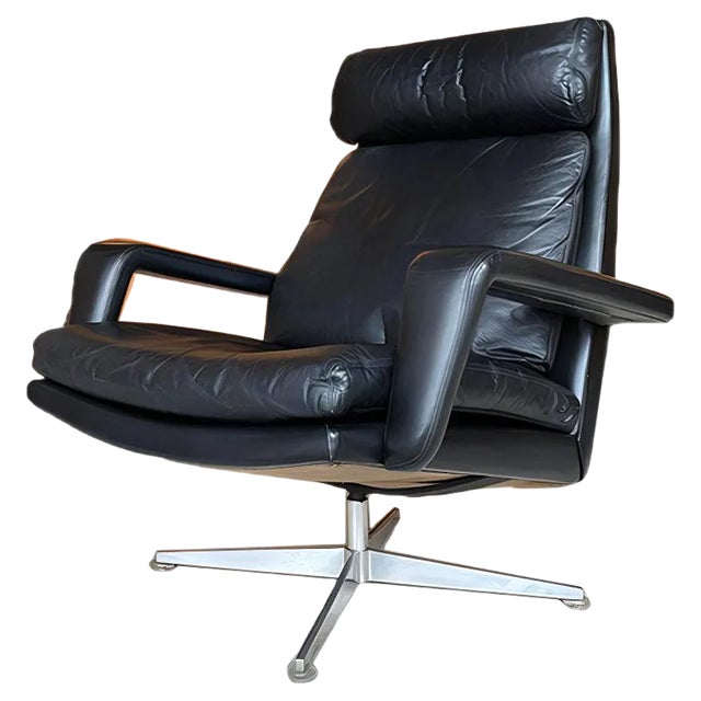 Vintage Leather & Teak Lounge Armchair by Hans Kaufeld, 1970s For Sale