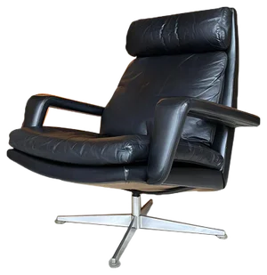 Vintage Leather & Teak Lounge Armchair by Hans Kaufeld, 1970s