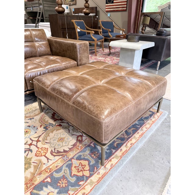 American Leather Barcelona Leather Sofa & Dual Ottoman Lounge Set in Umbria S’More Leather For Sale - Image 9 of 12