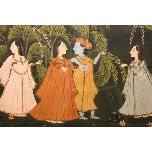 Painting of Radha and Krishna with Female Gopis For Sale - Image 12 of 13