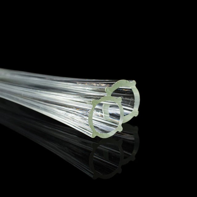 French French Iris Tall Glass Gladioli Flower Vases - A Pair For Sale - Image 3 of 13