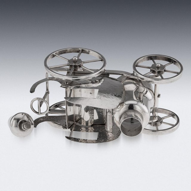 Antique 20th Century Carriage Silver Plated Table Lighter & Cigarette Holder, 1900s For Sale - Image 11 of 18