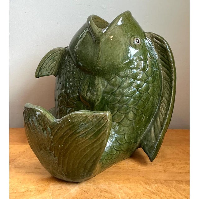 Vintage Sculptural Fish Ceramic Floor Vase For Sale In West Palm - Image 6 of 12