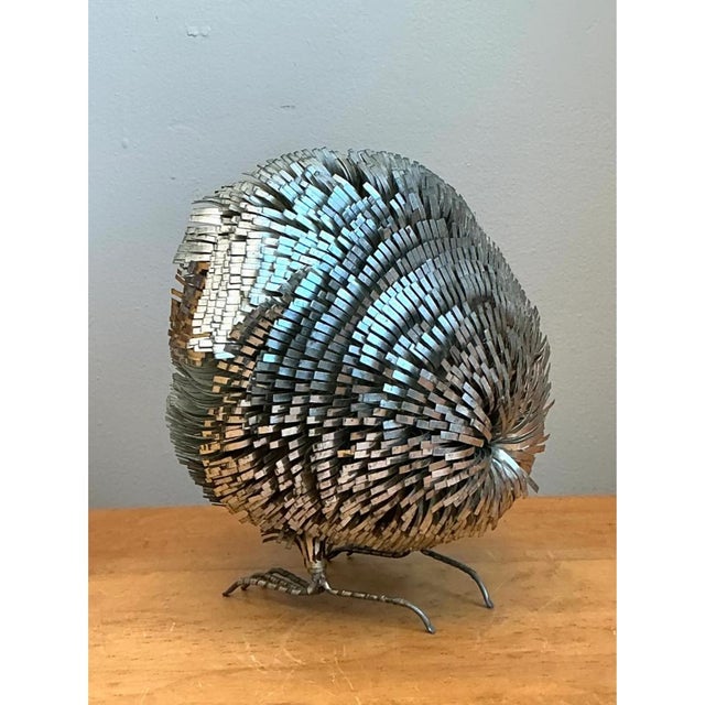 Silver Sergio Bustamante Metal Owl Sculpture For Sale - Image 8 of 13
