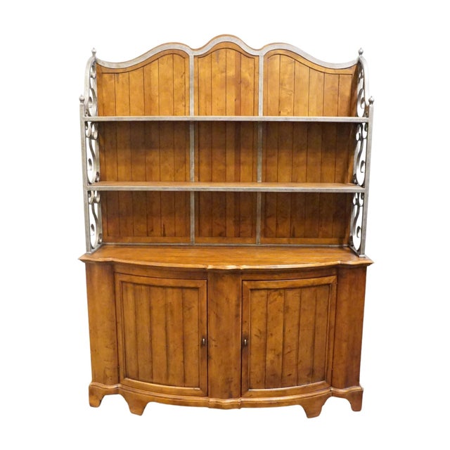 Contemporary Century Furniture Solid Cherry Town & Country Somerset 66" Buffet W. Bakers Rack Hutch 42-412 For Sale - Image 3 of 11