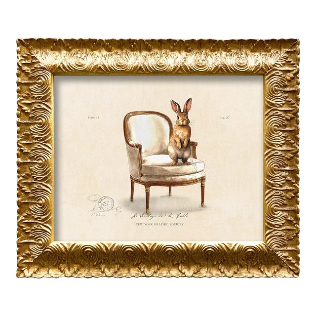 Contemporary Reproduction Art Print of Vintage "Parlor Rabbit" (2), Framed For Sale