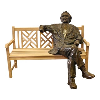Bronze Albert Einstein Statue on Garden Bench For Sale