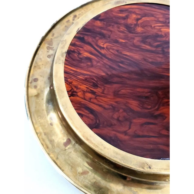 Tray Lucite Tortoise Shell & Brass For Sale - Image 9 of 11