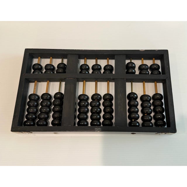 Vintage Chinese Lotus-Flower Brand Suanpan Abacus With Brass Accents Brass 11 Rows 77 Beads For Sale - Image 9 of 12
