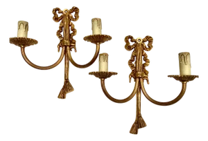 Vintage Louis XVI Sconces Wall Lamps, France, 1950, Set of 2