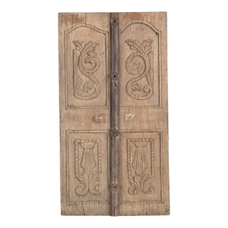 Antique Indian Bleached and Carved Teakwood Window Panels For Sale