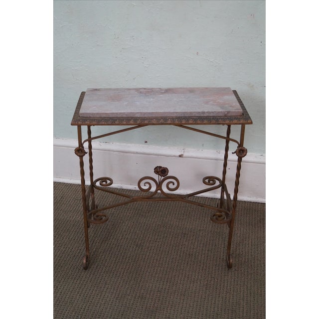 Antique Wrought Iron Marble Top Side Table | Chairish (640 x 640 Pixel)