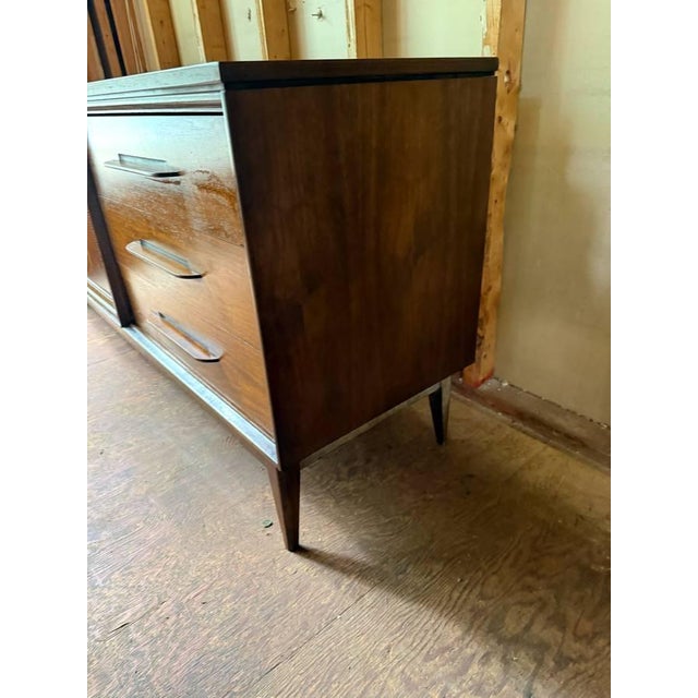 Mid Century Modern Walnut 74” Dresser by Bassett For Sale - Image 9 of 18