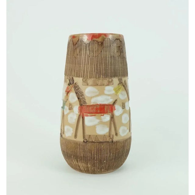 Mid-Century Italian Vase with Horse Sgraffito Decor Glaze from Fratelli Fanciullacci, 1960s For Sale - Image 6 of 11
