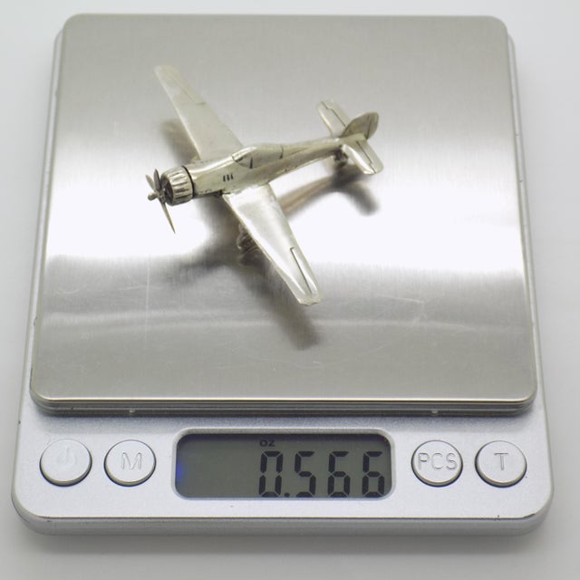 Vintage Italian Handmade Genuine Silver Airplane Figurine, 1980s For Sale - Image 11 of 13
