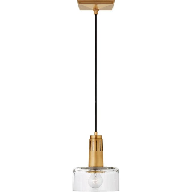 Modern Thomas O'Brien for Visual Comfort Signature Iris Single Pendant in Hand-Rubbed Antique Brass with Clear Glass For Sale - Image 3 of 4