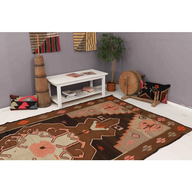 Vintage Turkish Kars Wool Kilim Rug For Sale In Los Angeles - Image 6 of 7