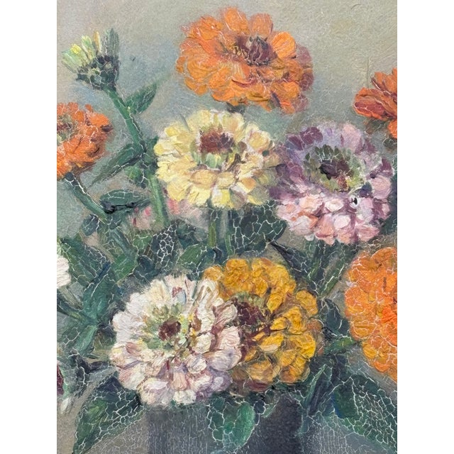 Early 20th Century Elegant Pansies English Traditional Oil Painting For Sale - Image 4 of 8