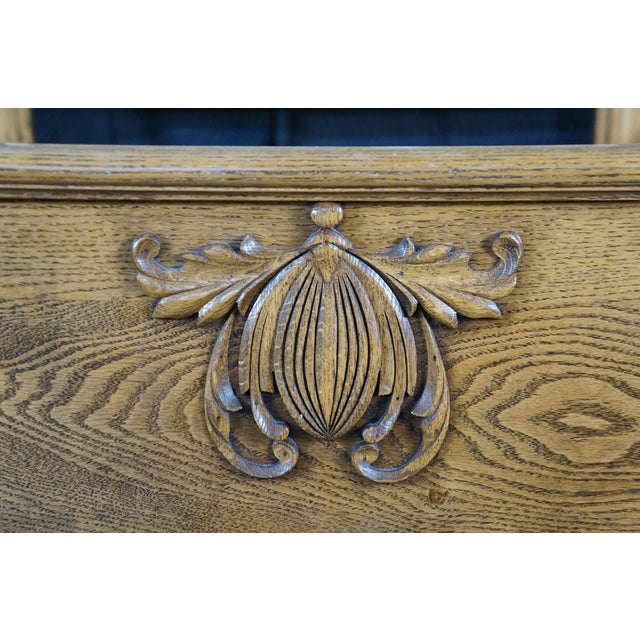 Antique 19th Century American Victorian Carved Oak Full to Queen Size Bed For Sale - Image 6 of 18
