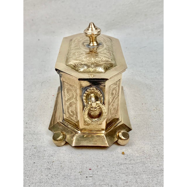 Vintage Etched Brass Box With Handles Chairish