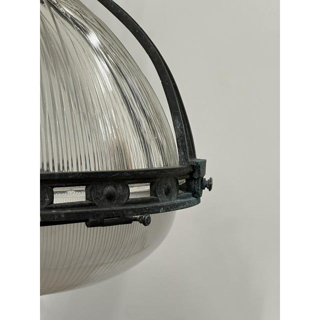1920s Vintage French Caged Holophane Glass Pendant Light, 1920s For Sale - Image 5 of 6