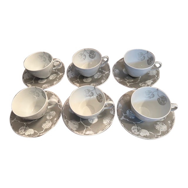 Michael Aram Botanical Leaf Cup/Saucer Set of 6 For Sale