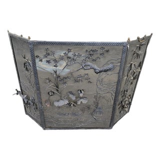 1920"s Wrought Iron Japanese Wrought IronFirescreen For Sale