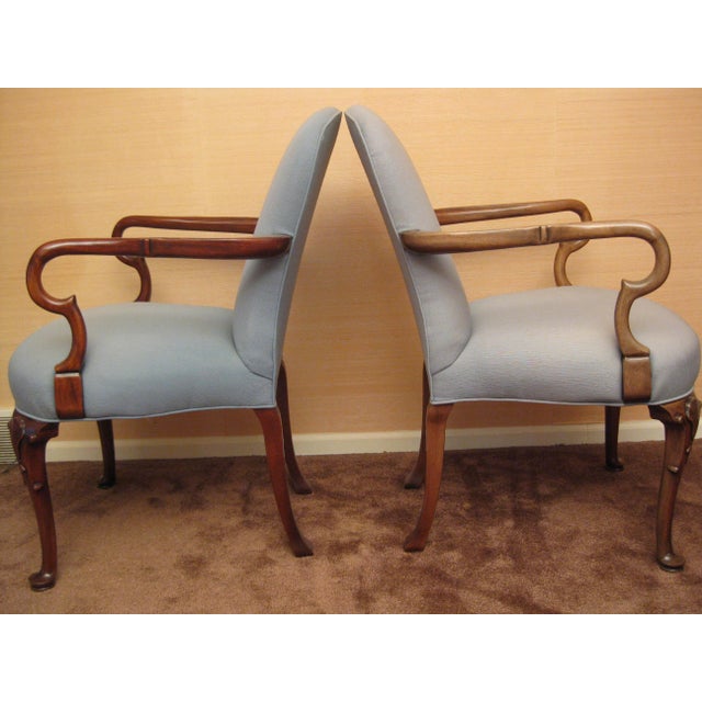 Southwood Queen Anne Mahogany Shepard's Crook Arm Chairs a Pair